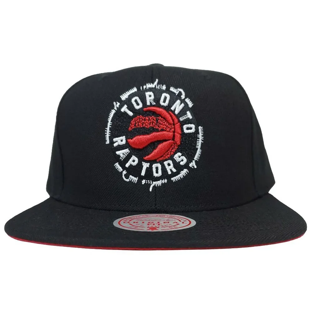 Toronto Raptors Mitchell & Ness NBA Snapback Hat Glitch 3D Logo Black Cap NWT‎